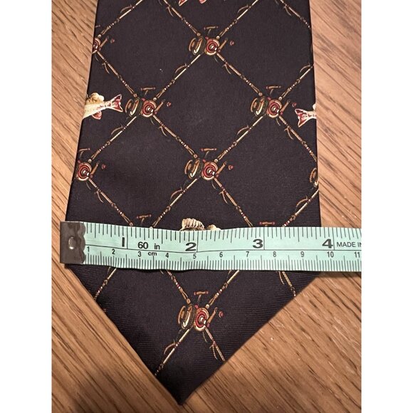 Henri Christian 100% Silk Men's Tie Fish Fishing Pole Graphic Print - Picture 5 of 7